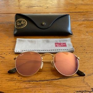 Ray-Ban Round Flash Sunglasses - Pink/Gold